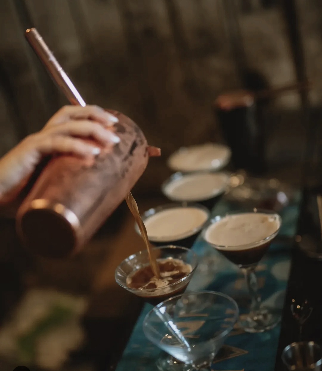 Cocktails being freshly prepared at The White Oak bar